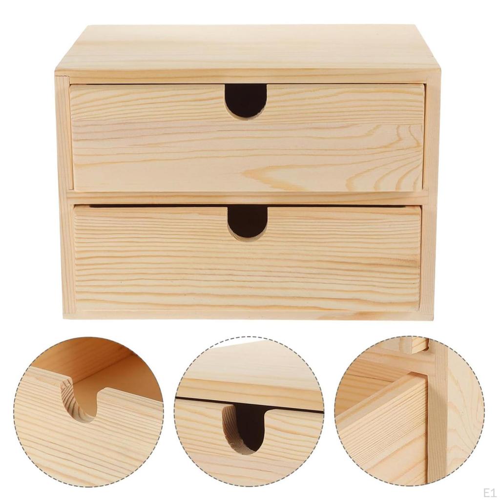 Wooden Drawer Makeup Organizer Storage Box Jewelry with Drawers for Necklaces