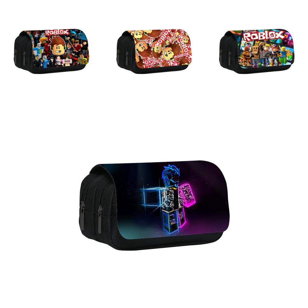 Roblox Cartoon Pen Pouch With Double Layer Design And Nylon Material For Kids