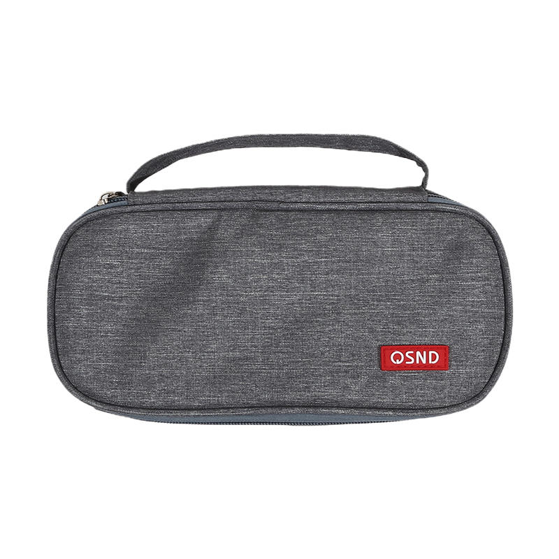 Handheld Double-layer Pencil Case Oxford Cloth Solid Color Student Case Pencil with Pen Clip Compartment Storage Bag School Stationery