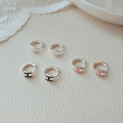 926 Silver Earrings Daily Color Double W One Touch