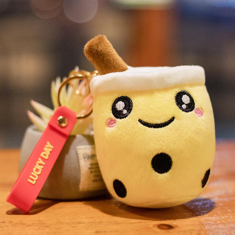 Cute Milk Tea Cup Pendant Plush Toy Cartoon Milk Tea Doll Bag Pendant Keychain