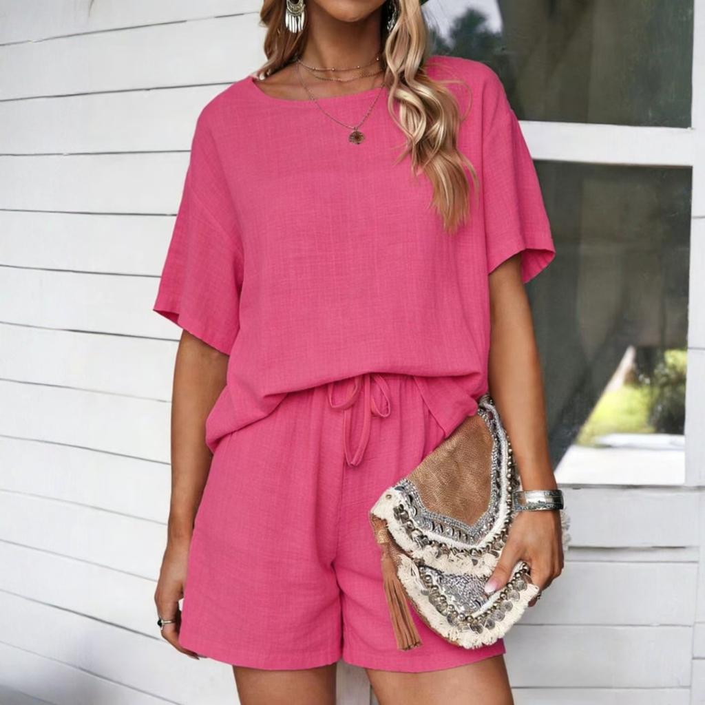 Fashionable Women's Temperament Loose Short Sleeved Shorts Set