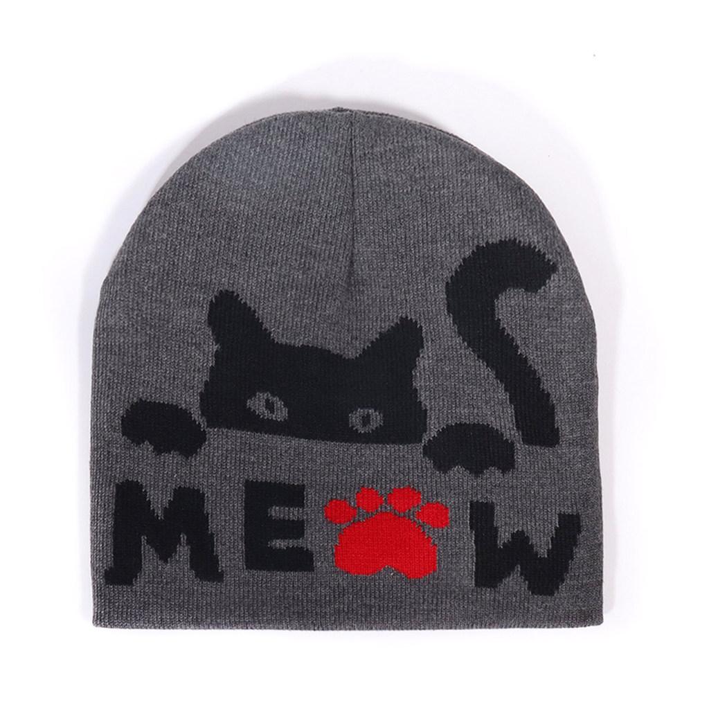 Cat Animal Pattern Knit Cap For Outdoor Activities In Autumn And Winter Fashion