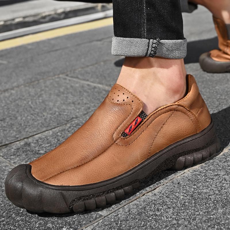 Slip On Outdoor Men'S Loafers Leather Casual Shoes For Men Sneakers Non-Slip Hikking Footwear