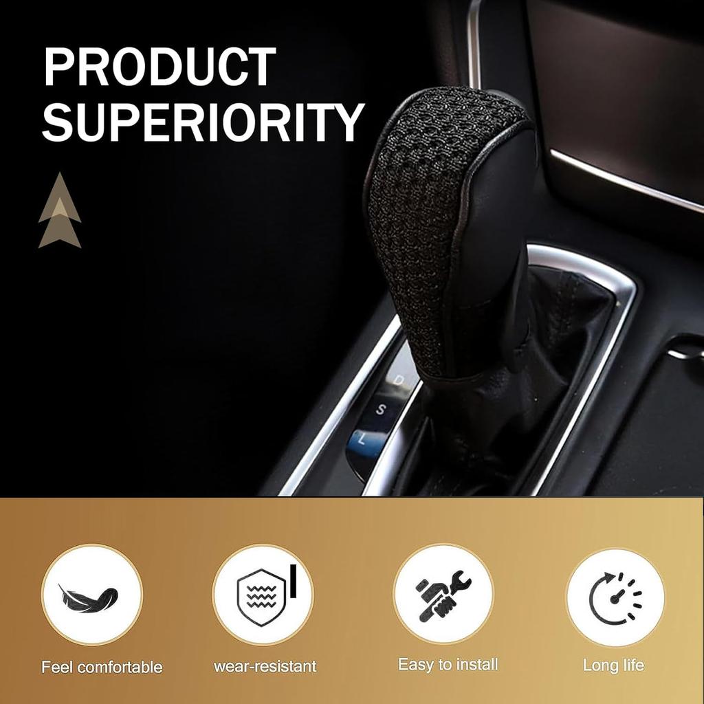WZP Car Gear Shift Cover, Breathable Shift Knob Gear Handle Stick Protector Covers, Anti-Slip Car Shifter Cover, Universal Auto Decoration