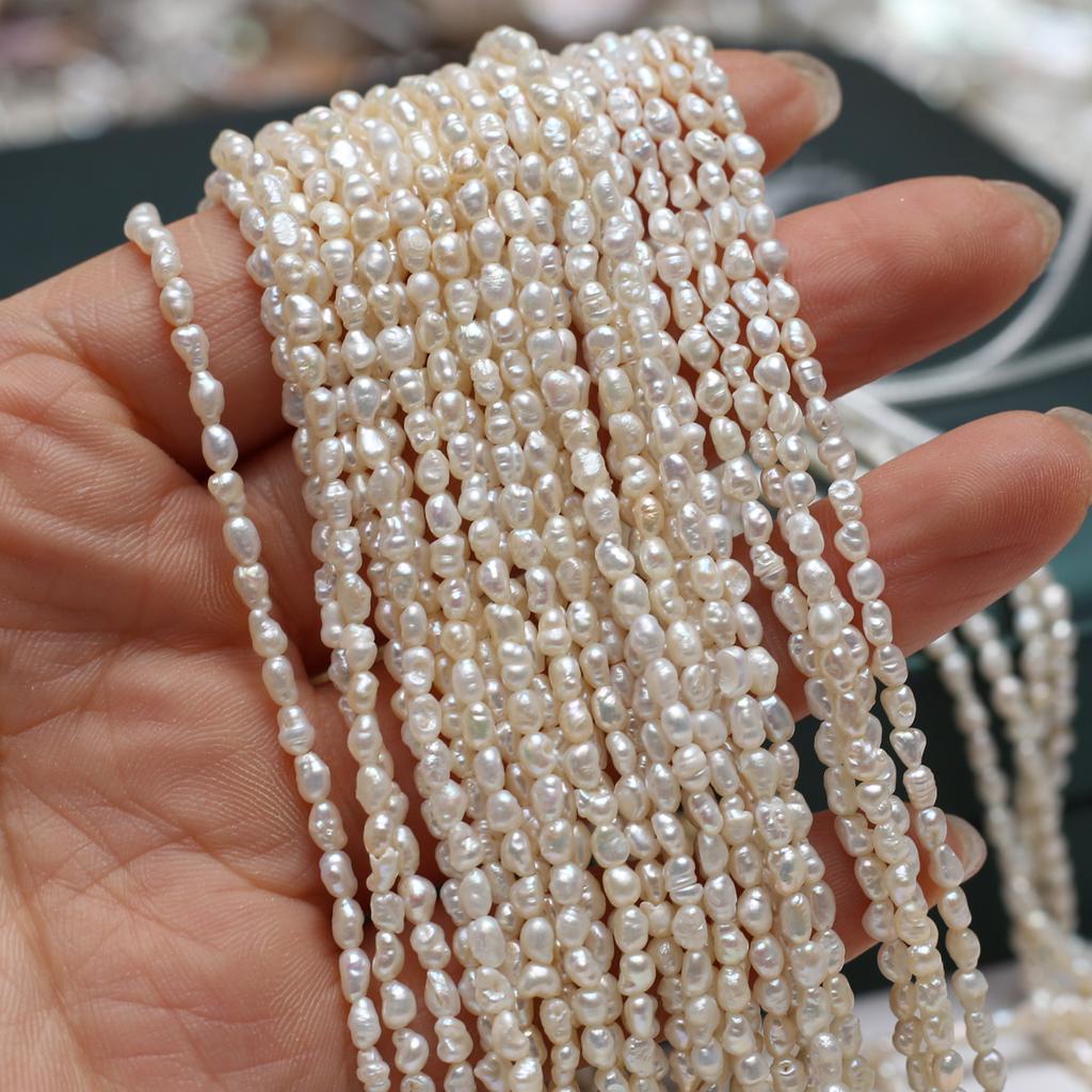 1String, White Natural Freshwater Pearls, Handmade Irregular Pearl Beads for Jewelry Making DIY Necklaces Crafts (Beads 2-3mm, Length 36cm)