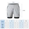 2-In-1 Men Running Shorts with Zipper Pockets Quick Dry Exercise Shorts for Training Gym Workout