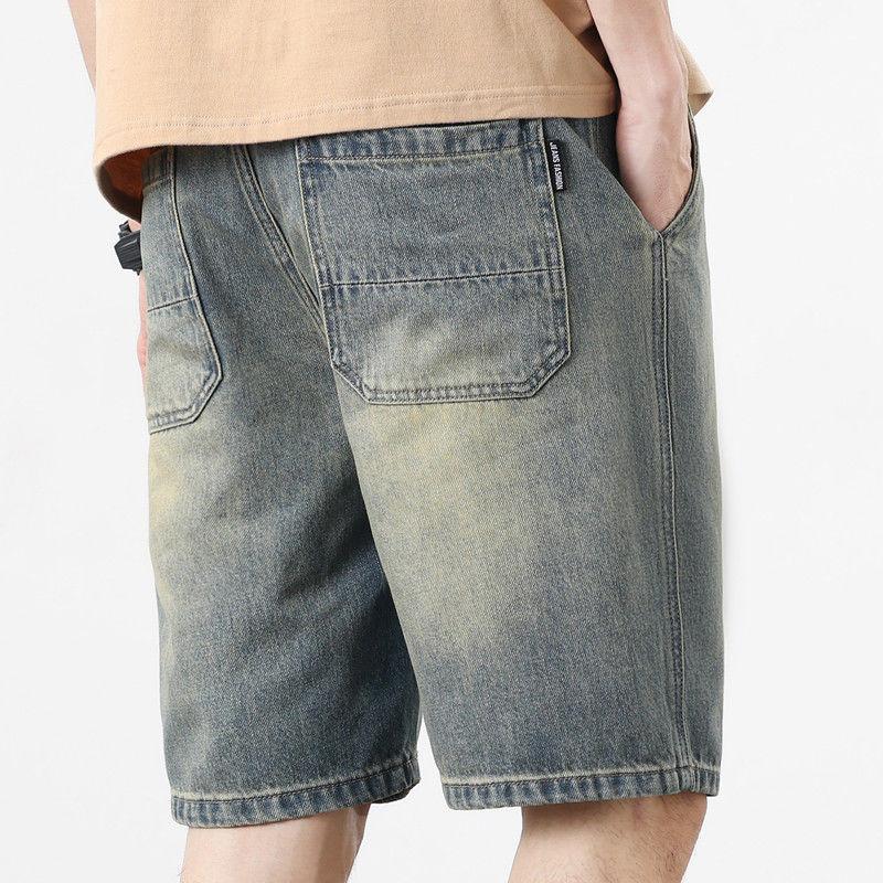 Summer Men Cargo Denim Shorts Men Slim Loose Fashion Brand Casual Five Point Short Pants Plus Size