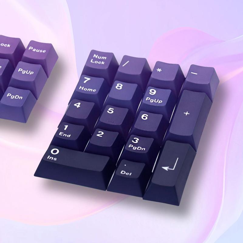Conjunto de teclas PBT de 132 teclas, perfil Cherry, teclas Purple Double-Shot para interruptores Cherry/Gateron MX, personalização de teclado mecânico