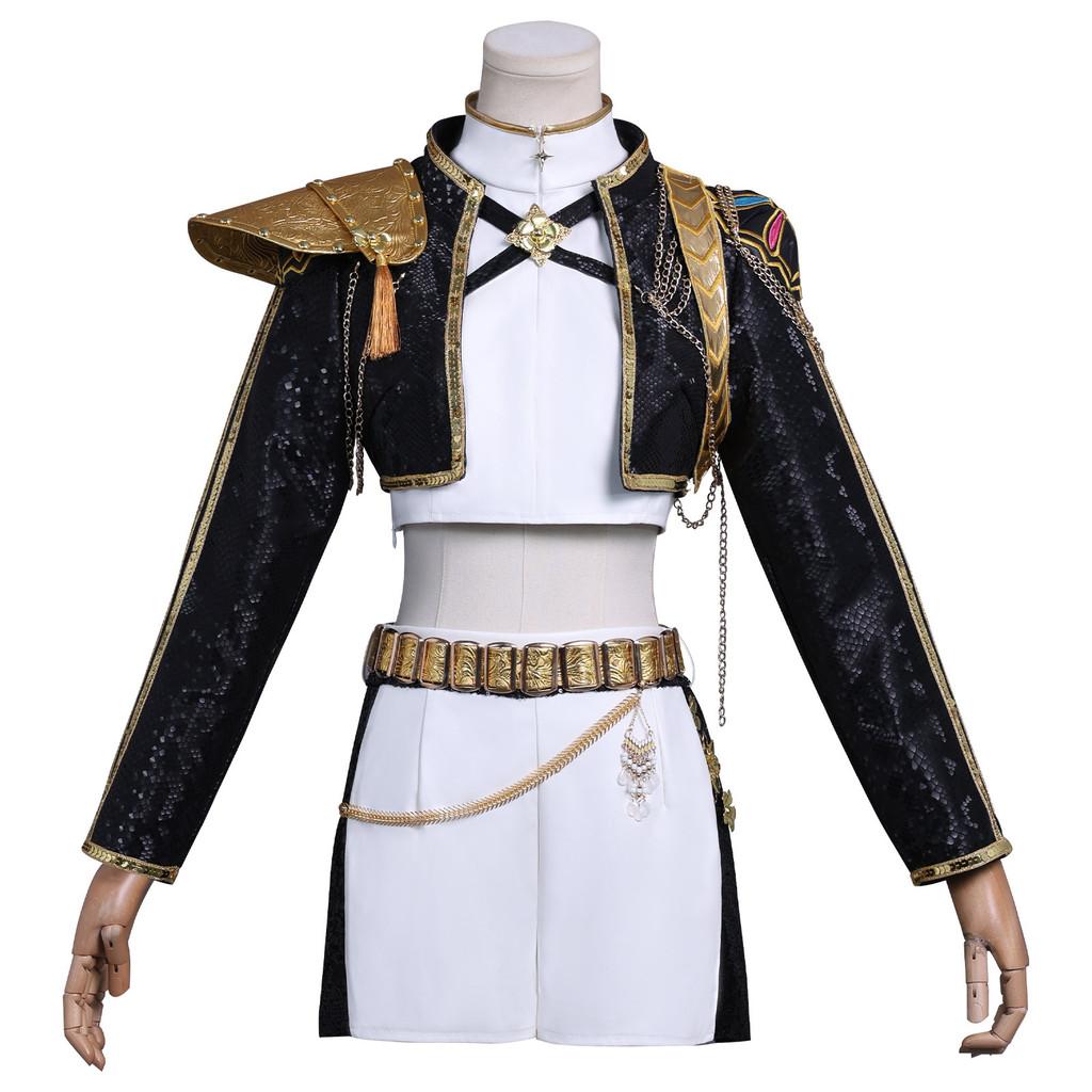 Kpop Demon Hunters Anime Character Black Gold Halloween Role Playing Costume With Pu Leather