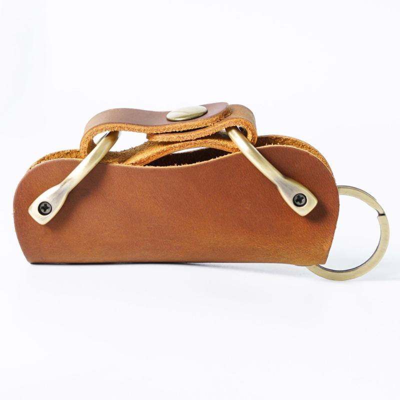Genuine Leather Smart Key Wallet Holder Organizer Keys Clip Folder EDC Outdoor Portable Household Key Pocket Tools with Keyring