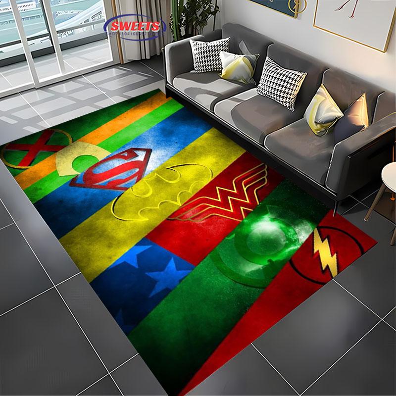Nové police! 3D Klasický koberec s logem DC, Obývací pokoj Ložnice Kancelářský prostor Dětský pokoj dle výběru, Protiskluzová Strojově pratelná rohož