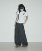 Seulliggeullou Logo Pintuck Wide Curved Sweatpants [Charcoal]