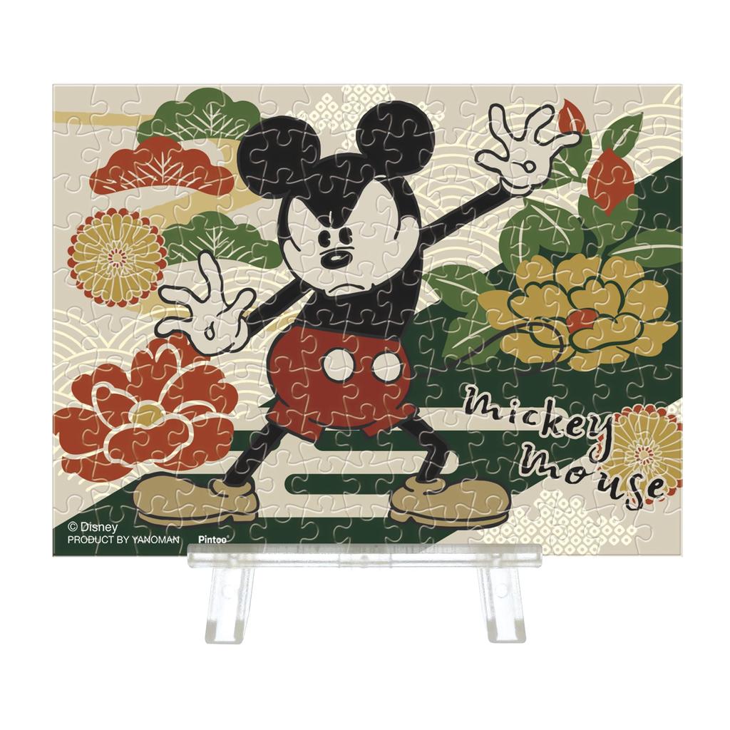 Yanoman 150-Piece Jigsaw Puzzle, Petit Paris Clear Series, Disney Mickey Mouse Peony (7.6x10.2cm), 2308-45, Includes a Postcard and Easel