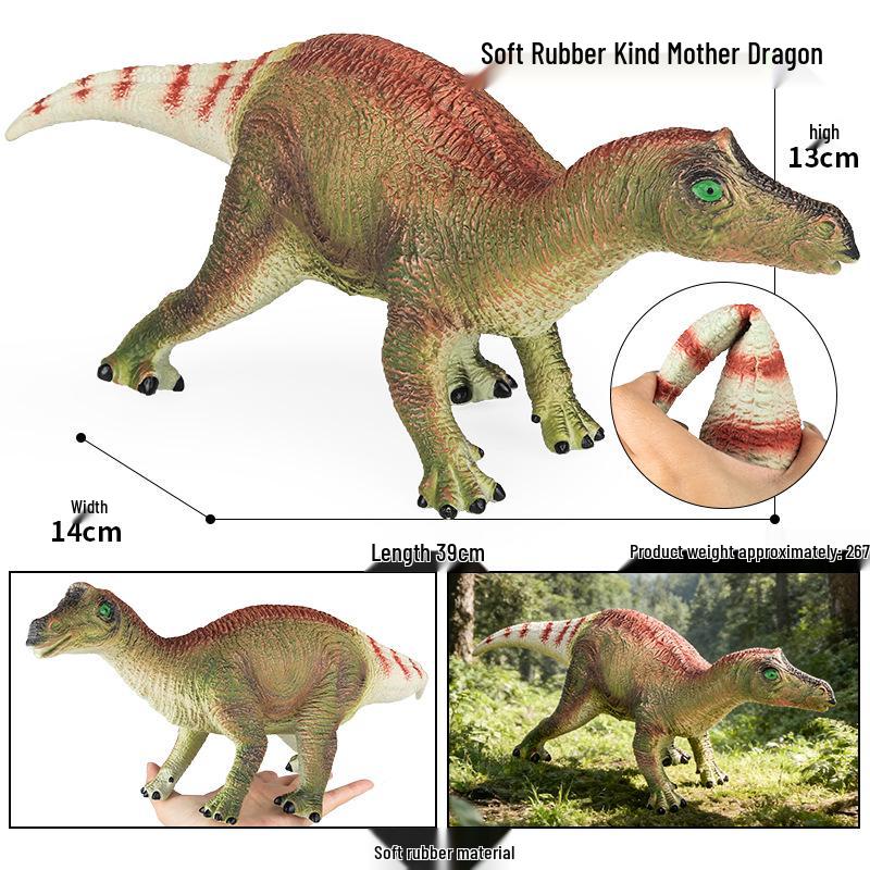 Large Maiasaura & T-Rex Rubber Dinosaur Model - Jurassic Cognitive Zoo Toy for Children