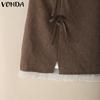 VONDA Women Zipper Waist Bow Knot Solid Color Netyarn Hem Mini Skirts