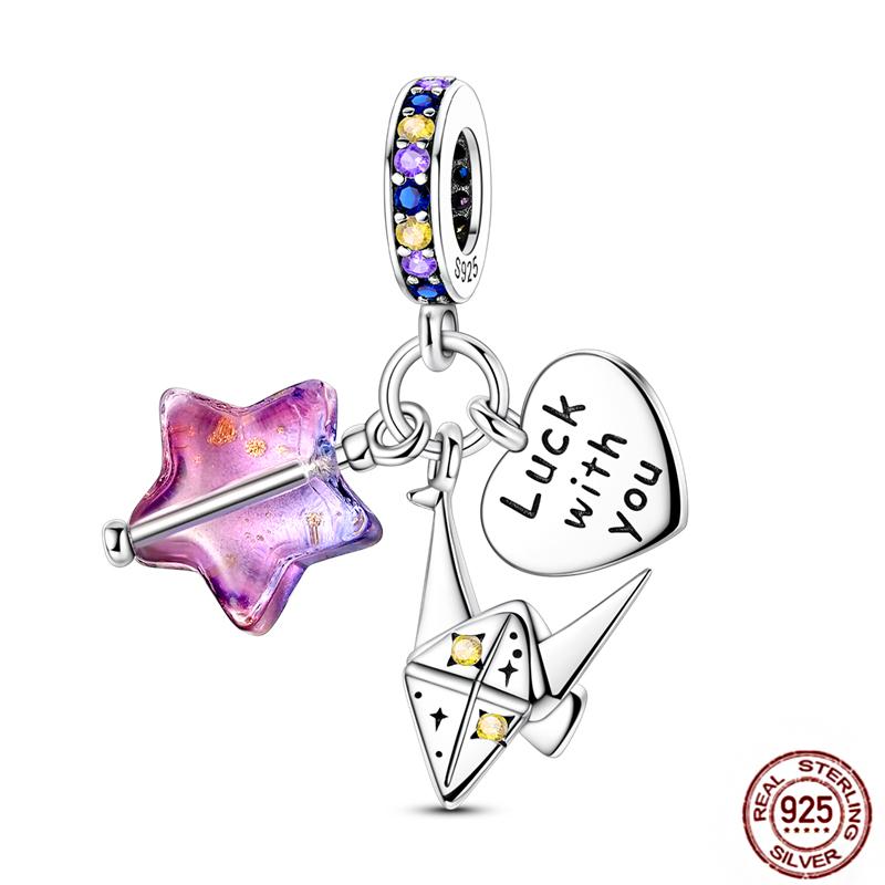 Copper Loveheart Charms Beads Cute Cat Panda Poker Phone Charm Pendant Fit Original Bracelet Diy Jewelry Women Gift