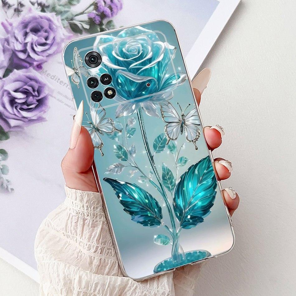 For Xiaomi Poco M4 Pro Elegant Floral Butterfly Phone Case For Xiaomi Poco M4 5G PocoM4 Pro 5G 4G Soft Silicone TPU Cases