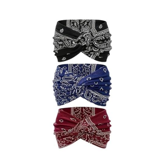 1/3Pcs Crossover Yoga Headband Boho Style Wide Tie-Dye Leopard Paisley Print Hairband Women Non-Slip Elastic Headband