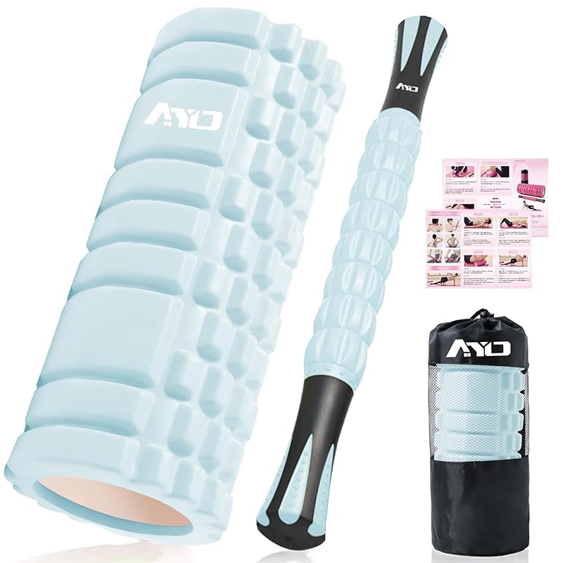 AYO Foam Roller, Myofascial Release Massage Roller, Myofascial Roller Set, Yoga Pole, for Legs, Thighs, Back, Muscle Relaxation, Stretching, Training,