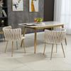 (Old SKU:W1880109477)Modern Luxurious Velvet Dining Chair Set with Golden Metal Legs, Elegant Hand-Woven Design and Soft Cushions