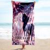 1PC Custom Name "Unicorn Fantasy Night Sky" Beach Towel Highly Absorbent And Sand-Resistant Towel for Swimming, Pool, Yoga, And Travel Lightweight