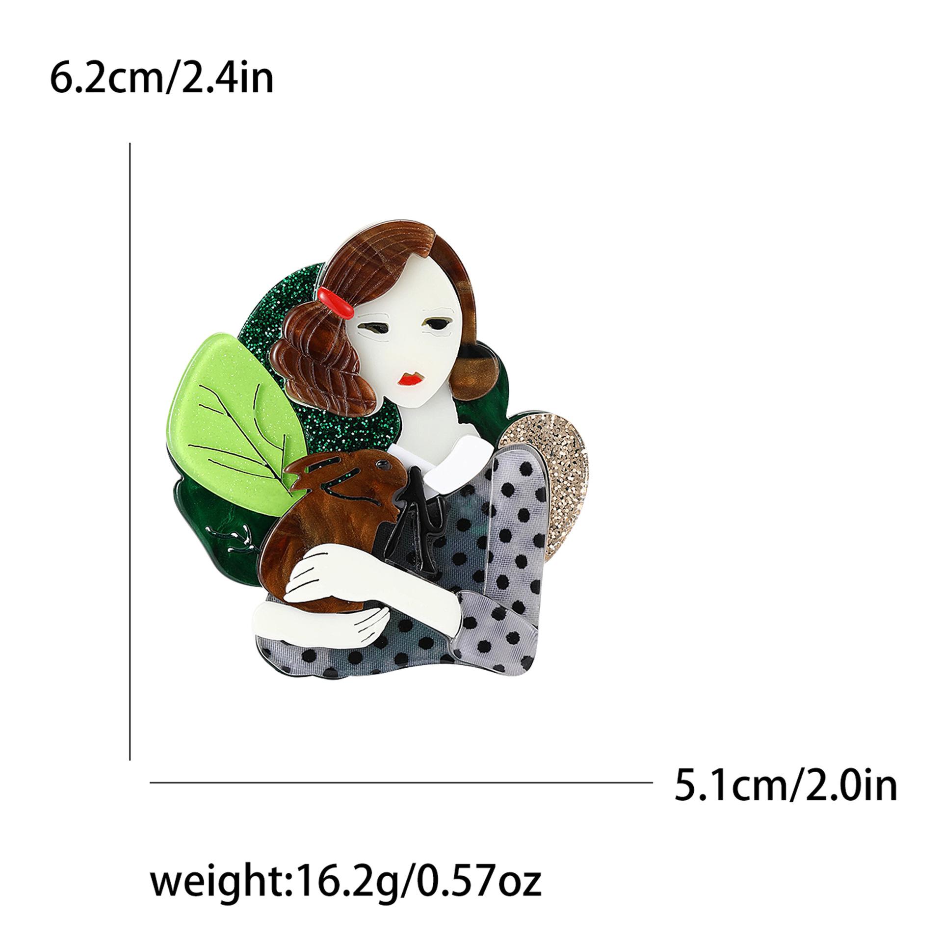 

Мультяшная акриловая брошь в виде девочки-кролика, персонализированный креативный женский костюм, кардиган, корсаж, ювелирное украшение, булавка