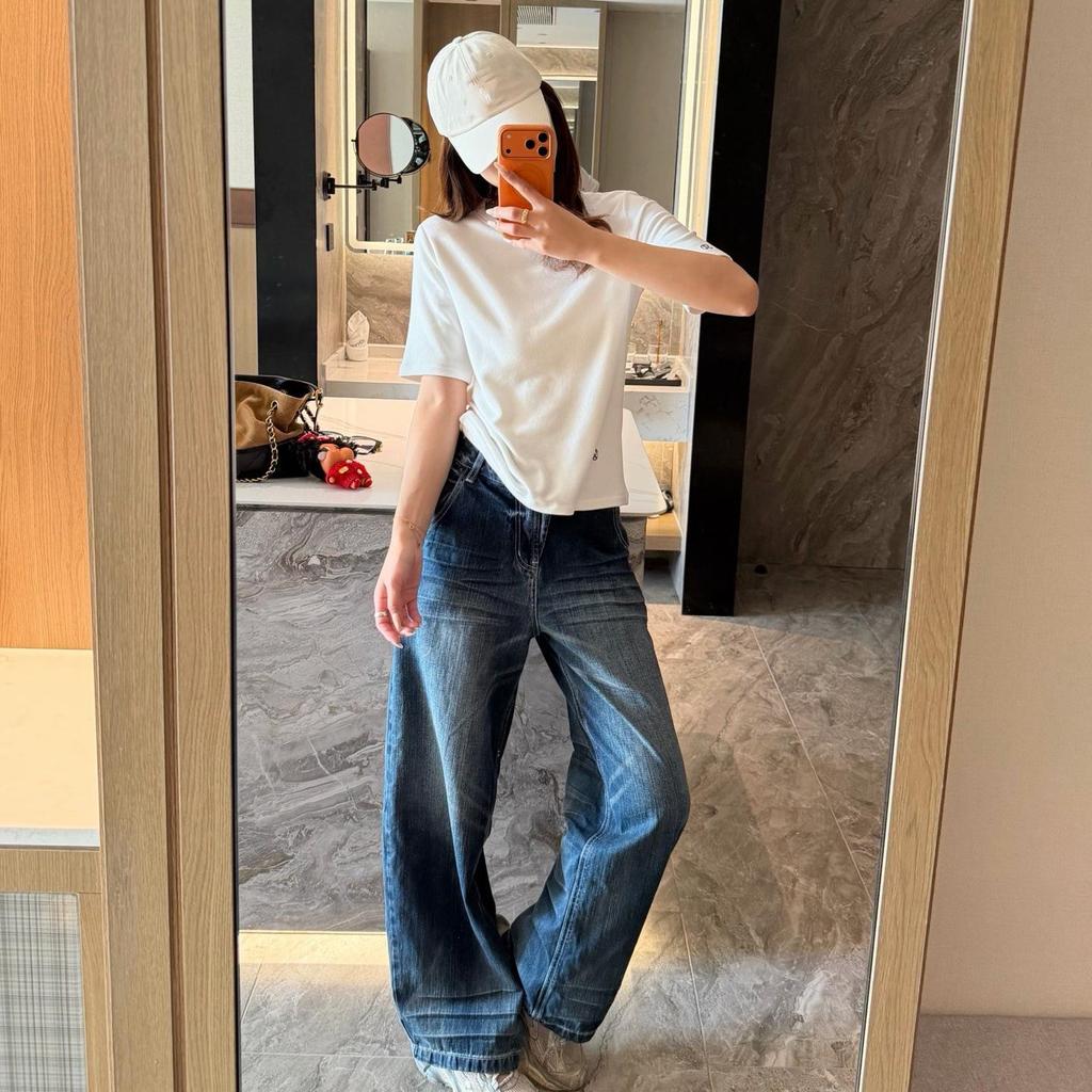 Spring 2026 Women's Round Neck Embroidered Solid T-shirt - Comfortable Base Layer Top