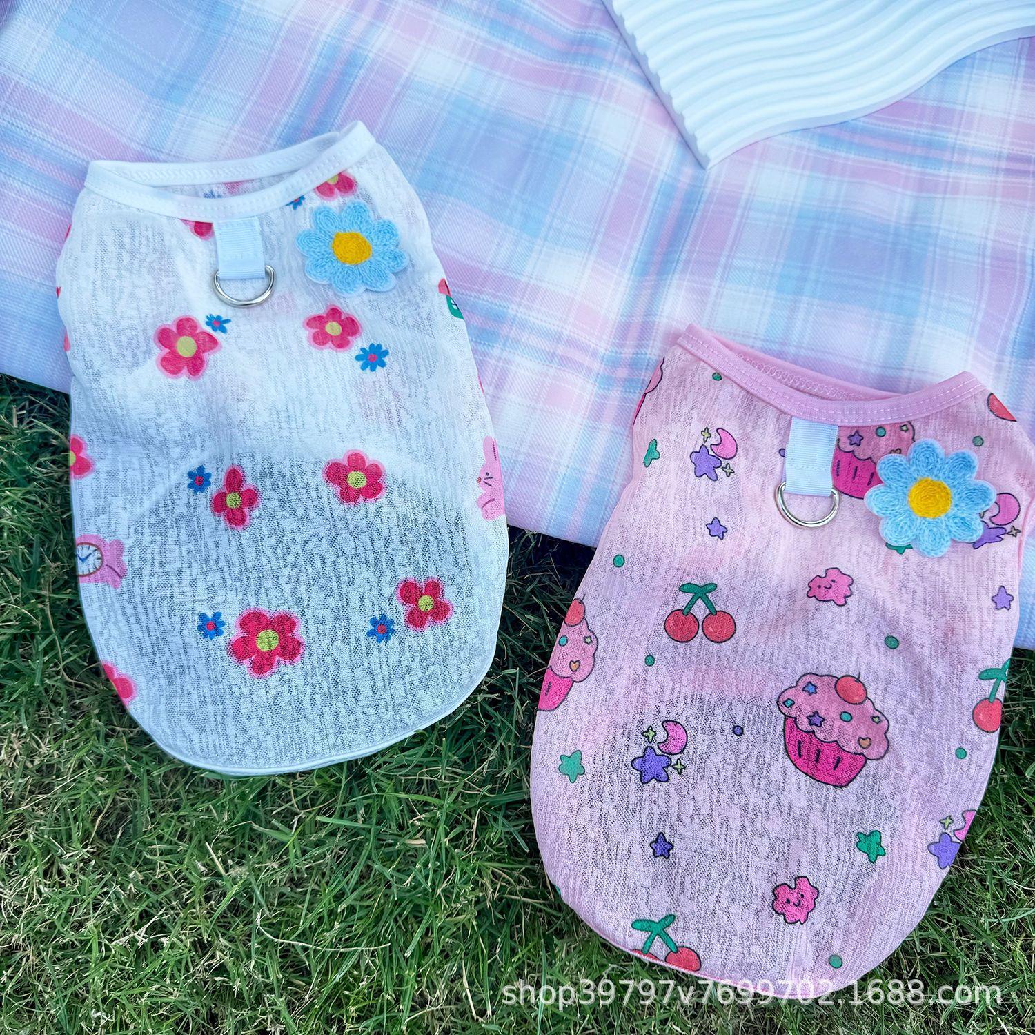 

Dog Clothes Summer Thin Mesh Vest Cool Pet Cat Clothes Can Trace Medium Dog Teddy When Going Out XS reference 1-1.5 kg