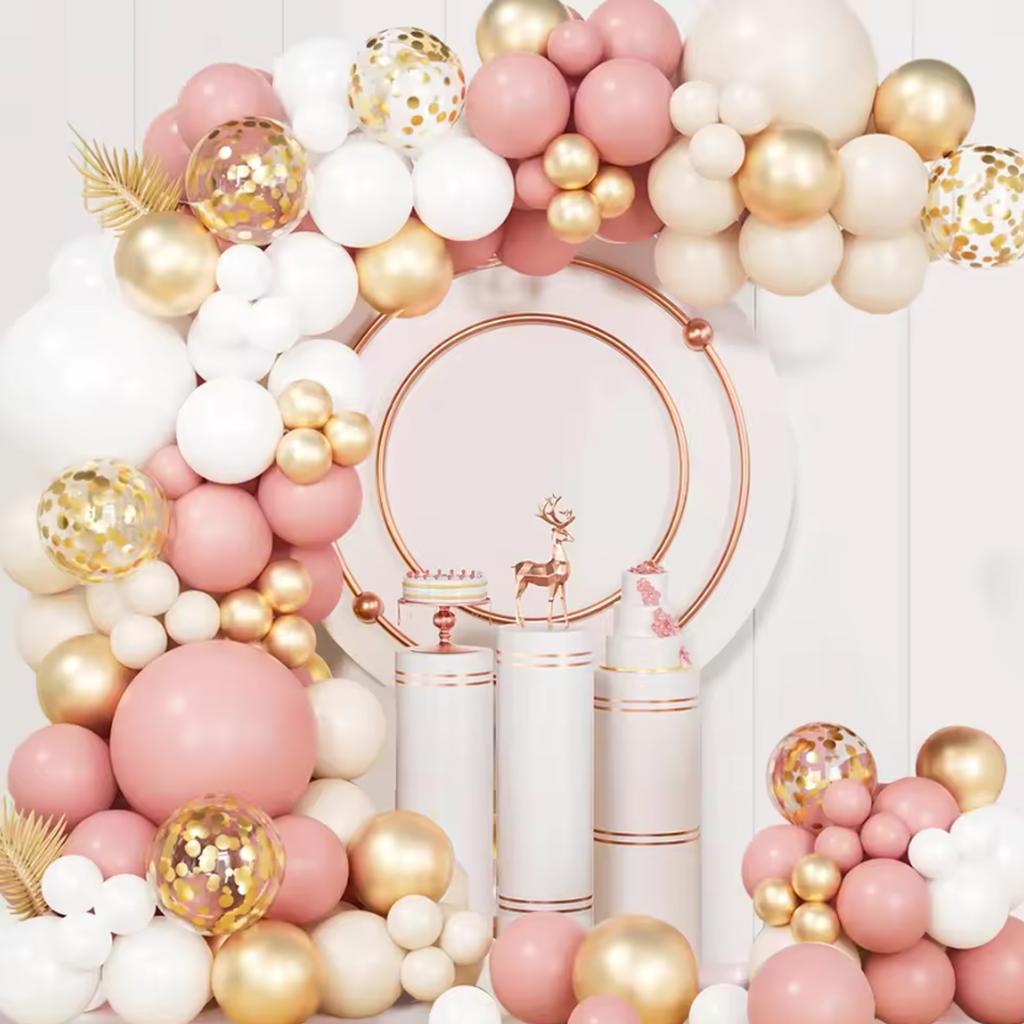 Retro Pink Pastel Macaron Balloons Garland Arch Kit Wedding Birthday Party Decoration Rose Gold Ballon Chain