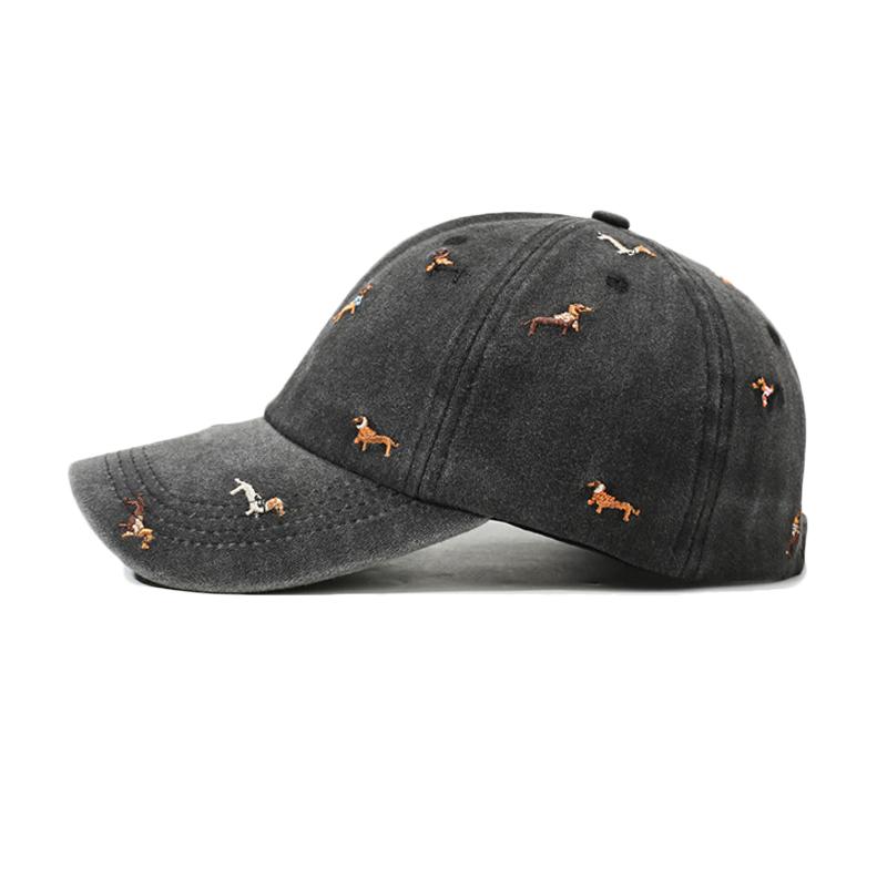 Spring Autumn Puppy Embroidered Soft Top Baseball Cap Vintage Hat