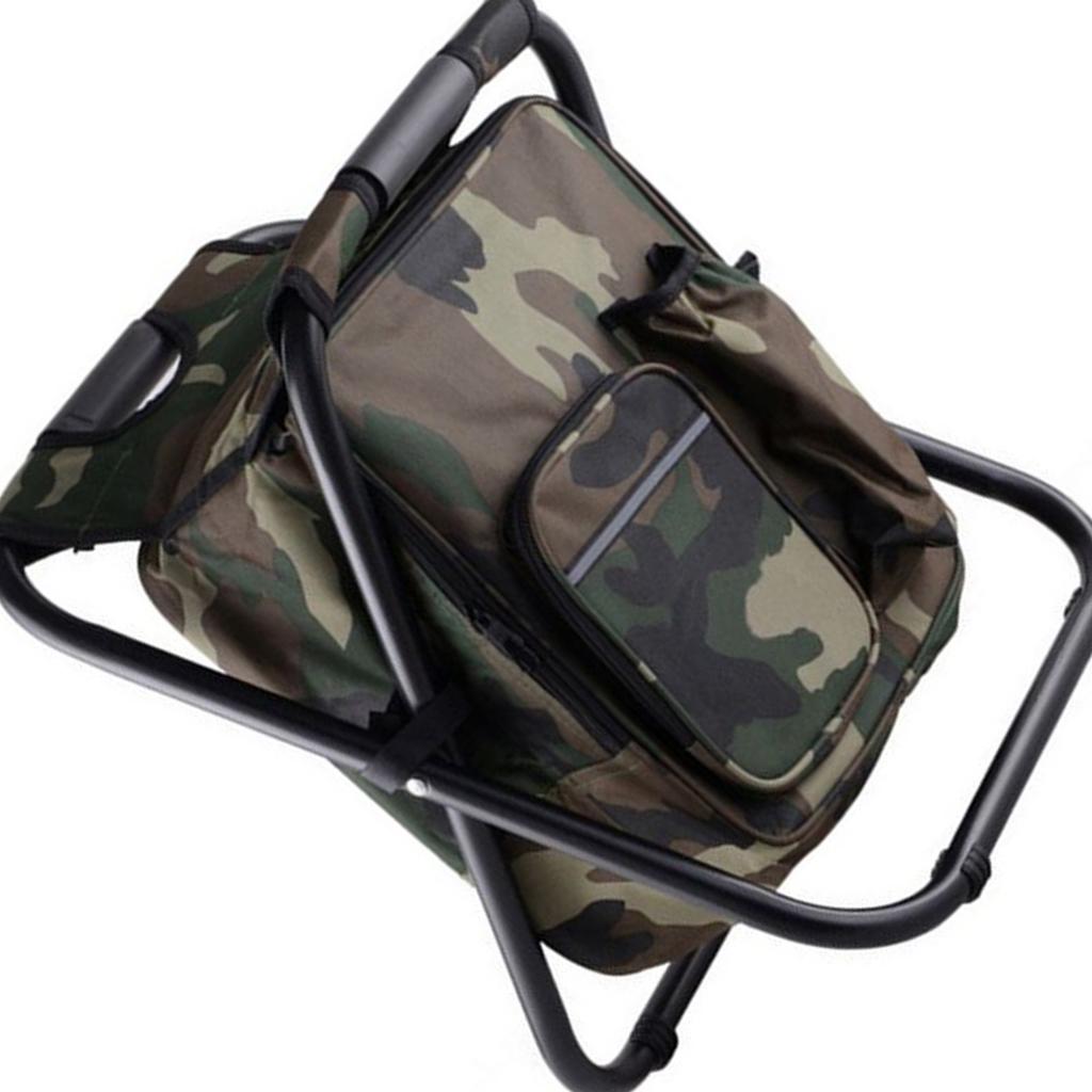 Rucksack Kühler Stuhl Leicht Großes Fassungsvermögen Faltbarer Campinghocker für Reise Strand Wandern Picknick Camouflage