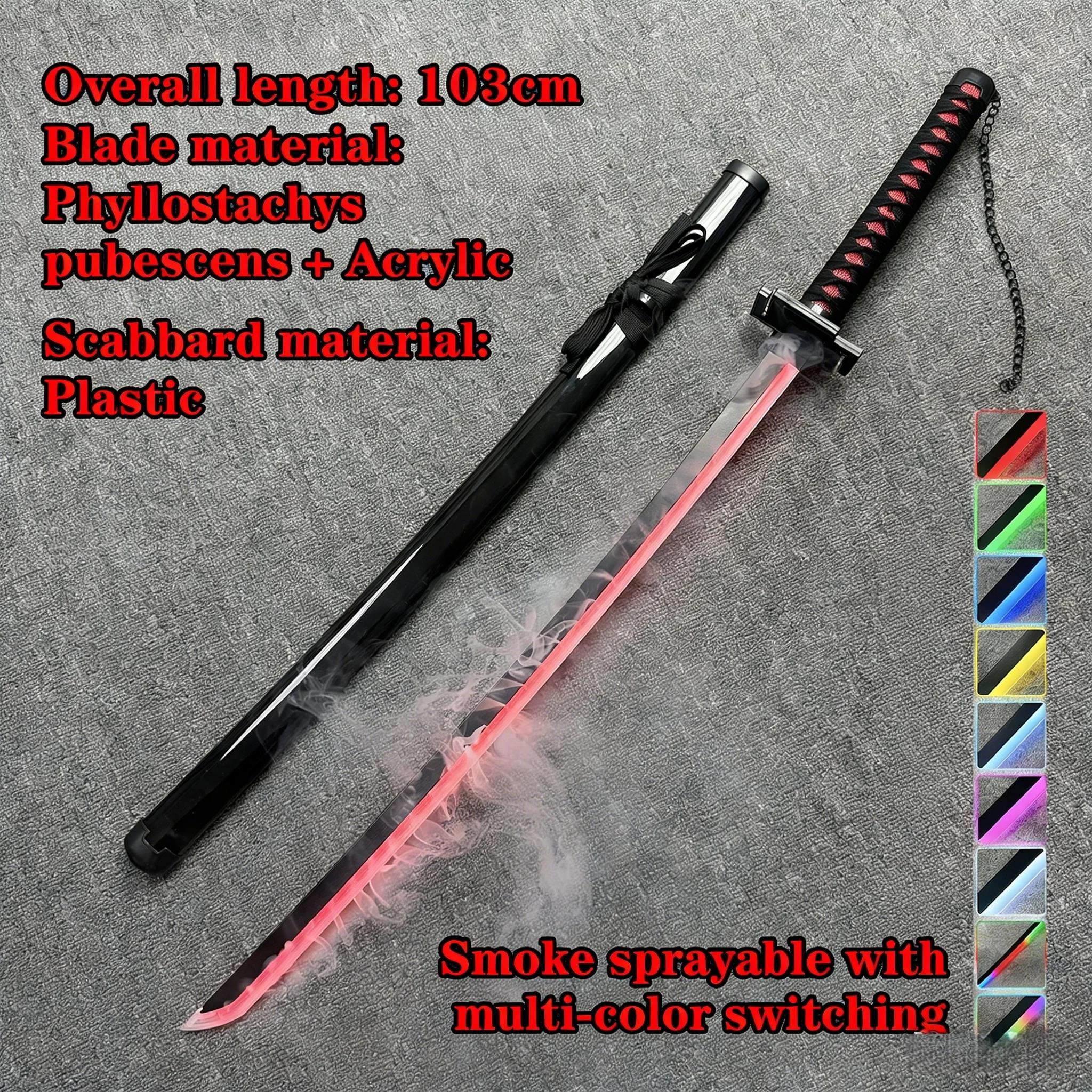 

40inch Vapour Rukia Katana Led Lightsabre Anime Glow Bleach Cosplay Ninja Knife Real Japanese Katana Original Samurai Sword Gift 104cm-40inch