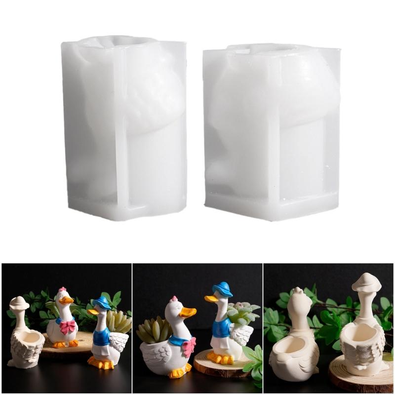 Kreative Entenform Silikonform zum Basteln Blumentopf Schmuckbehälter Kerzenhalter Glatte Innenseite Einfaches Entformen