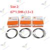D722 Piston Rings Set 3 Cylinders  For Kubota 67*2+2+2.8 & 67*1.5HK+1.5+3 67mm STD Engine Overhaul Rebuild Kit Parts