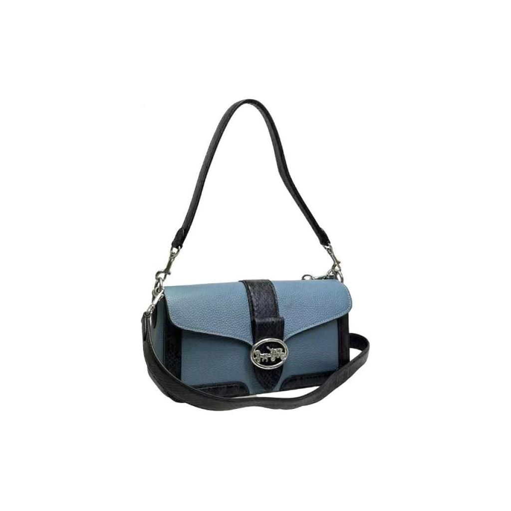 New COACH Georgie Leather Shoulder Bag Portable Crossbody Bag Shoulder Bag Women's Indigo CD322-SVUOI