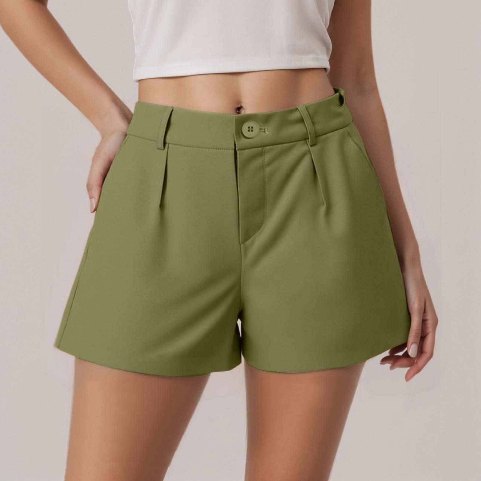 

Ladies Casual Suit Pants With High Waist And Slimming Effect, Versatile And Solid Color Loose Shorts L армія зелений колір