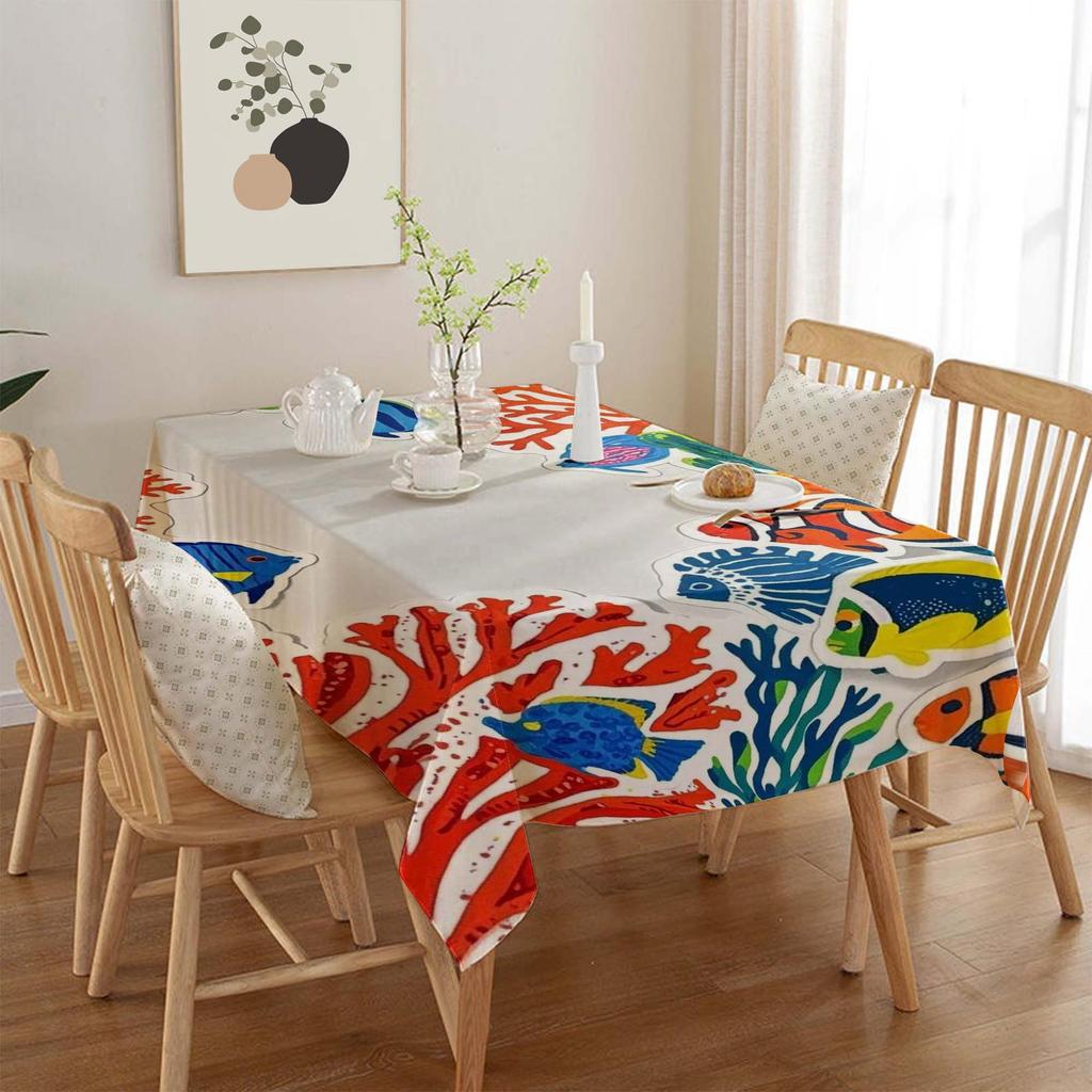 Ocean Series Polyester Tablecloth: European Style Dining & Festival Decor for Home and Hotel.