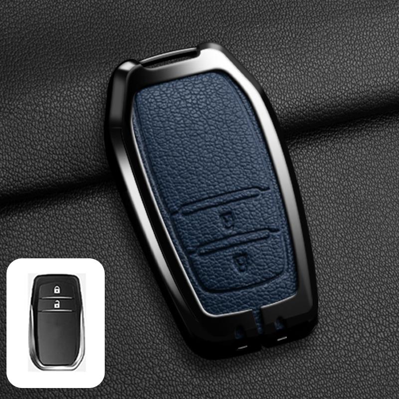 Alloy Leather Car Key Case Full Cover Shell Fob For Toyota CHR Hilux Fortuner Land Cruiser 200 Camry Corolla Crown RAV4 Highland