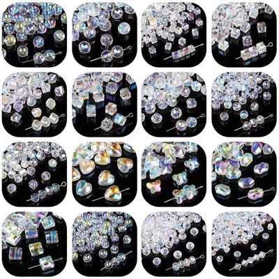 Glass Crystal Pearlescent Beads: Square, Peach Heart, DIY Bracelet Materials & Accessories