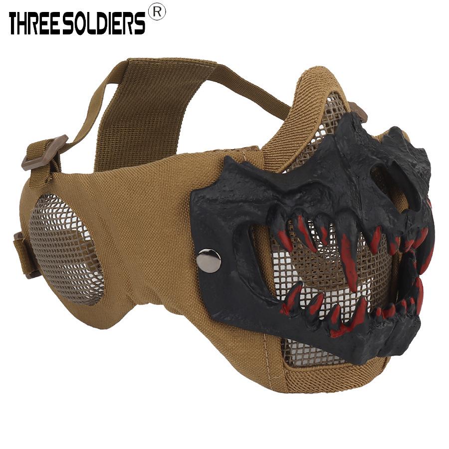 Fang Skull Mask with Ear Protection for Halloween and Outdoor Cycling