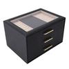 3 Layer Jewelry Box PU Leather Velvet Lining Jewelry Organizer Box with Clear Top Window for Ring Necklace Earring