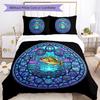 Futuristic Fish Glass Pattern Bedding,Quilt Set Quilt Cover Pillowcase Home Birthday Gift (1 * Duvet Cover + 2 * Pillowcase, Without Core)