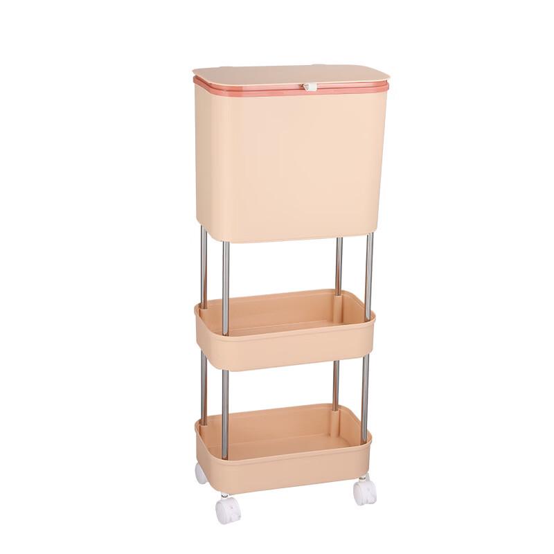 Multi-layer Kitchen Trash Can with Storage and Wheels