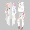 Plus Size Flower Print 3 Piece Outfit, Long Sleeve Open Front Cardigan Cami Top Leggings Set for Women