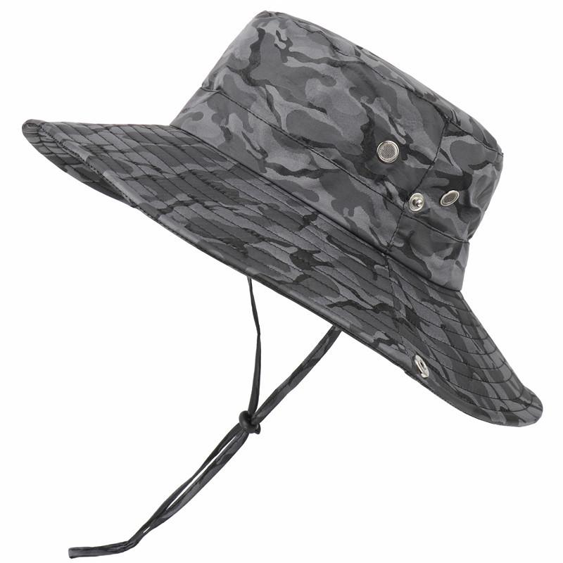 New men's and women's camouflage bucket hat outdoor sun protection fishing hat big edge outdoor hiking sun hat
