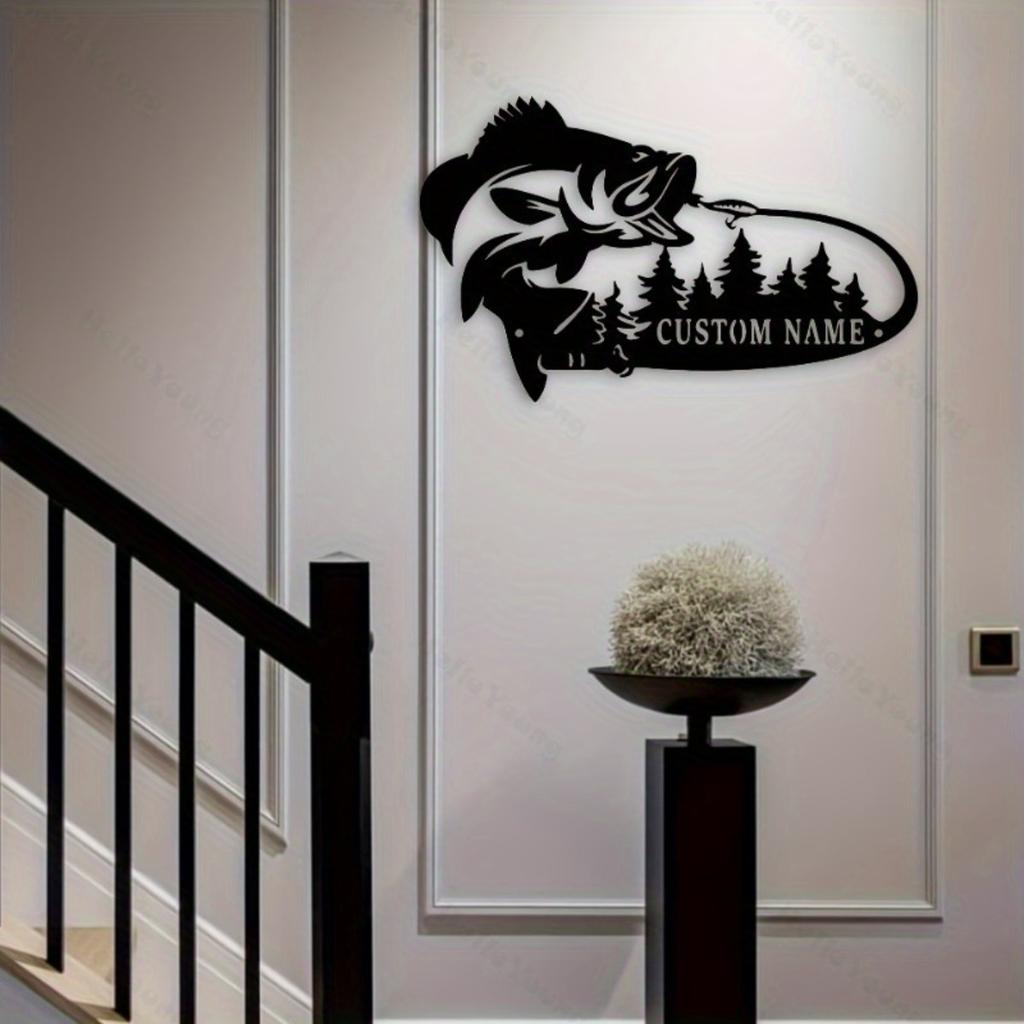 Customizable Metal Sign Fish Silhouette Wall Art Iron Hollow Craft Home Door Decor