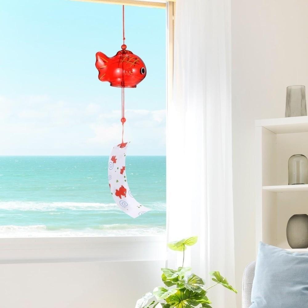 Japansk Stil Guldfisk Vindspel Handmålad Liten Gyllene Fisk Hänge Utomhus Trädgård
