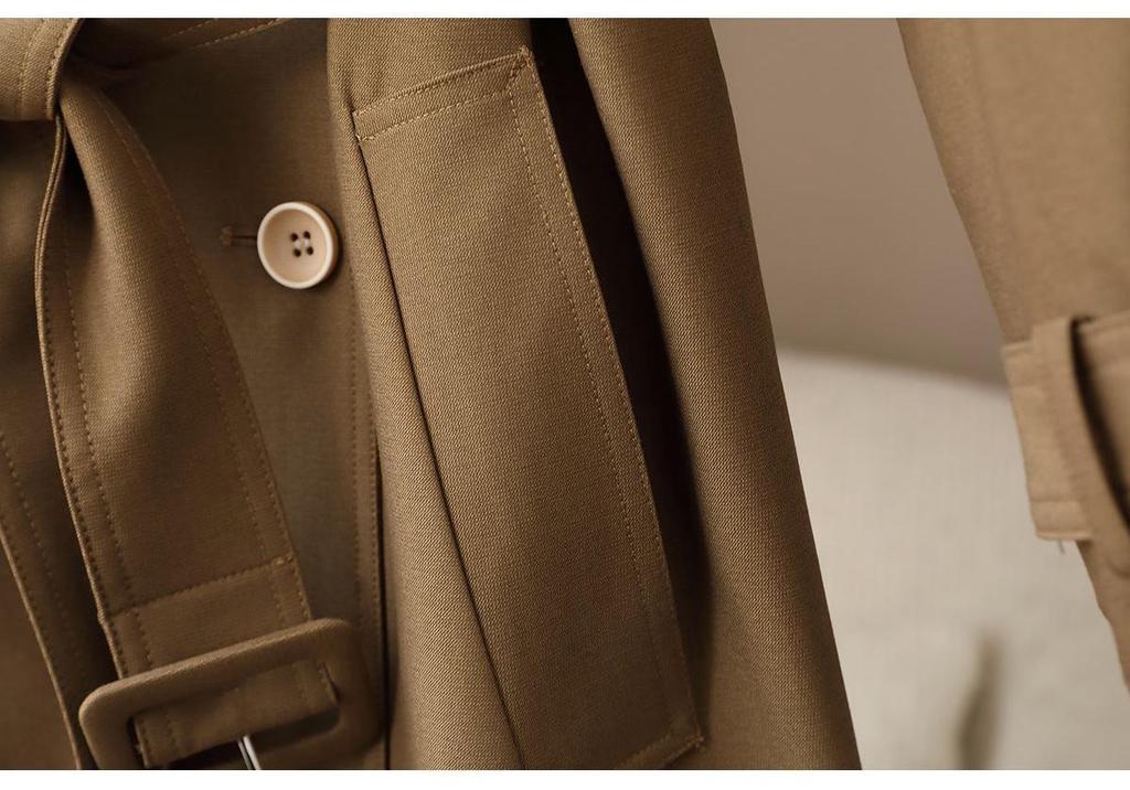 2026 Spring Women's British Style Double-Breasted Belted Trench Coat