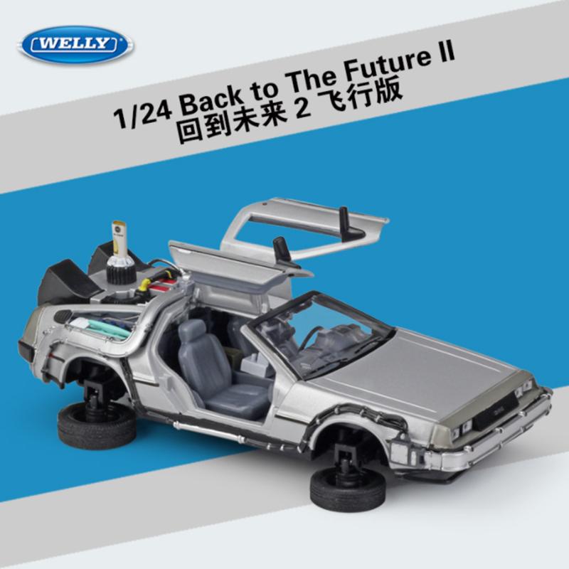 Welly 1:24 DMC-12 DeLorean Time Machine Back to the Future Alloy Race Car Model Diecast Metal Sports Car Vehicle Model Kids Gift